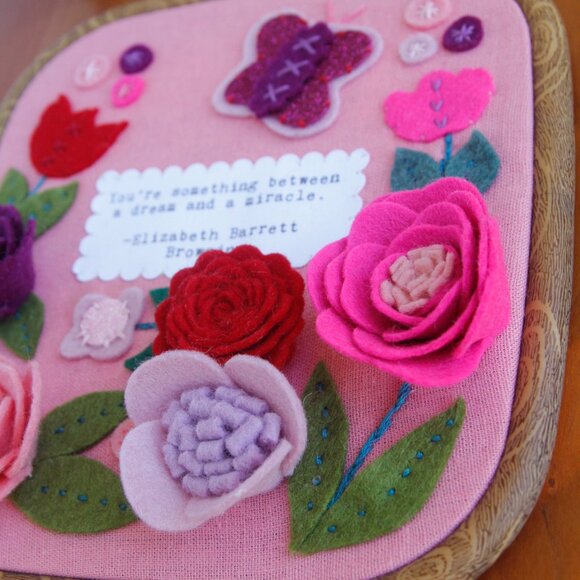 Handmade Embroidered Felt Applique Floral ORIGINAL Art by Catshy Crafts - Picture 3 of 8